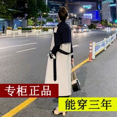 【杭州品牌】風(fēng)衣女中長款2020春季新款韓版拼色寬松外套潮