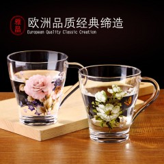 家用印花冷水壺泡茶壺帶把涼水杯加厚耐熱防爆玻璃大容量七件套裝