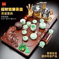 全自動(dòng)家用整套功夫茶具套裝陶瓷玻璃茶壺茶杯茶道實(shí)木茶臺(tái)茶盤